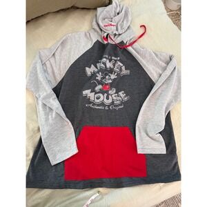 Disney Parks‎ Mickey Mouse Authentic & Original Hoodie Gray Red White 3XL XXXL